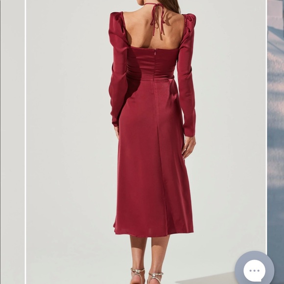 ASTR HALTER TIE SATIN MIDI DRESS - Picture 3 of 4